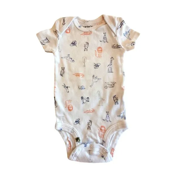 Carter's Boys 1-Pc Short Sleeve Knit Bodysuits 3M Pullover Snap Crotch Set of 4 - Picture 14 of 16